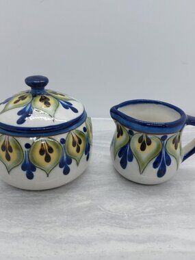 Guatemala Mayan Ke Hand Painted Cream & Sugar
